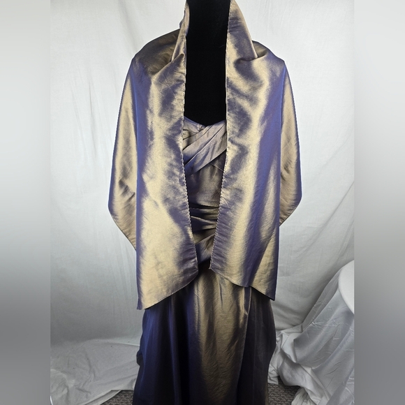 Alex Evenings Iradesent Purple & Gold Sleeveless Evening Gown W/Wrap Sz 16 - Picture 10 of 15
